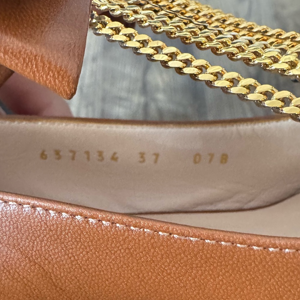 Gucci Brown Bonny Bow Crystal Chain leather Pumps Woman 37 w/ shoe bag - NO BOX - Picture 15 of 16